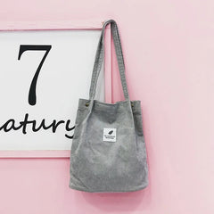 Corduroy Shoulder Bag Handbag Canvas Wild Shopping Bag For Women