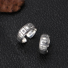 925 Silver Mahjong Ring S925 Sterling Silver Men's Jewelry Adjustable Size 6-11