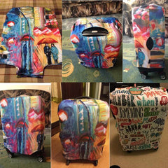 Cartoon Stone Statue Checked Luggage Cover