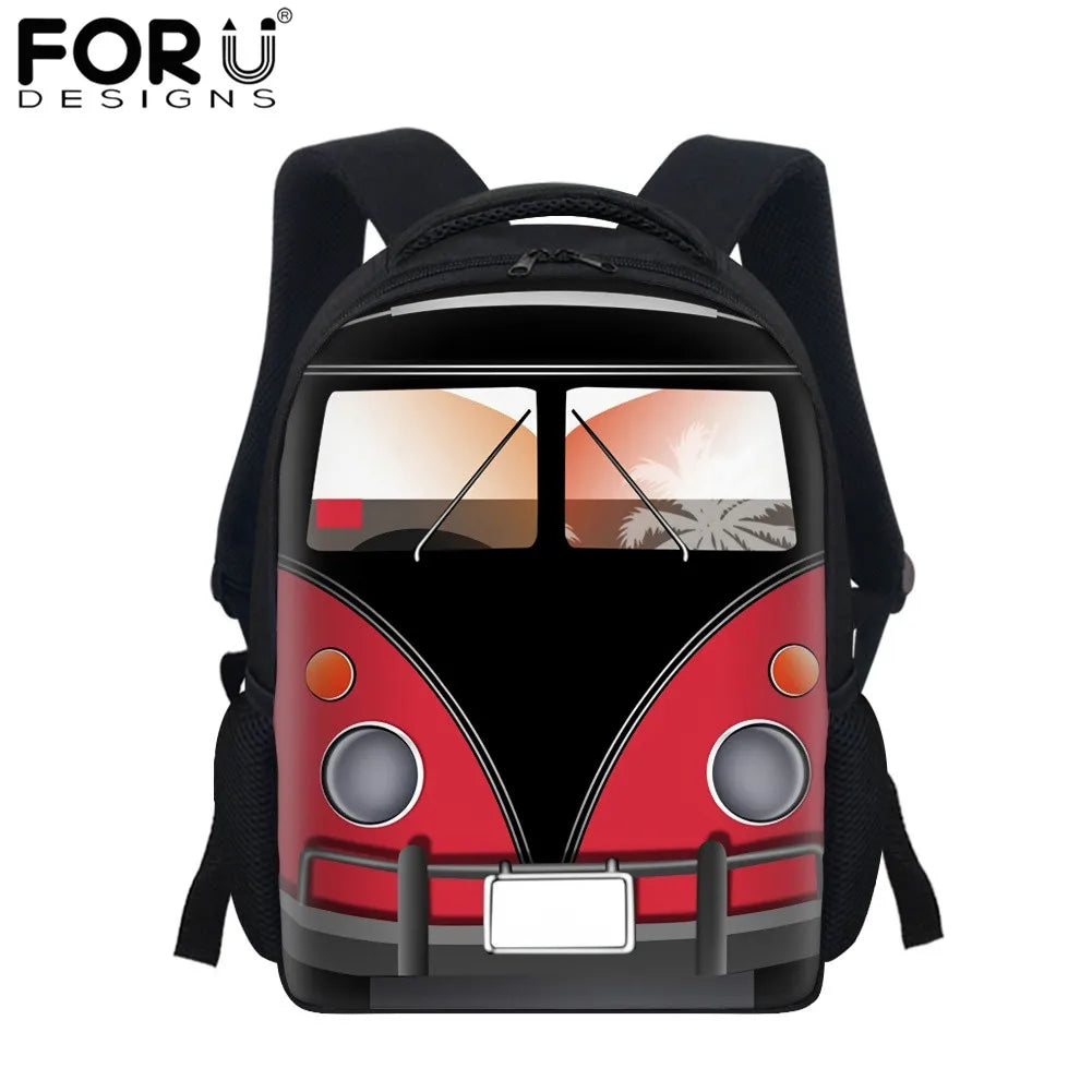 Kids School Bus Funny Print Preschool Kindergarten Book Bag Boys Girls