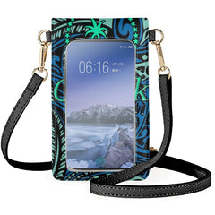 Chuuk Word Print Flip Phone Bag Tribal Ethnic Style Makeup Pouch