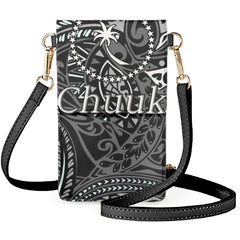 Chuuk Word Print Flip Phone Bag Tribal Ethnic Style Makeup Pouch