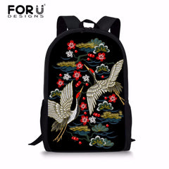 Embroidered Animal Print Travel Backpack for Women Girls Kids