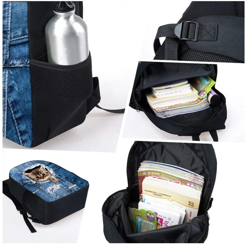 3D Husky Wolf School Bag for Teens Boys Girls Kids Preppy Bookbag