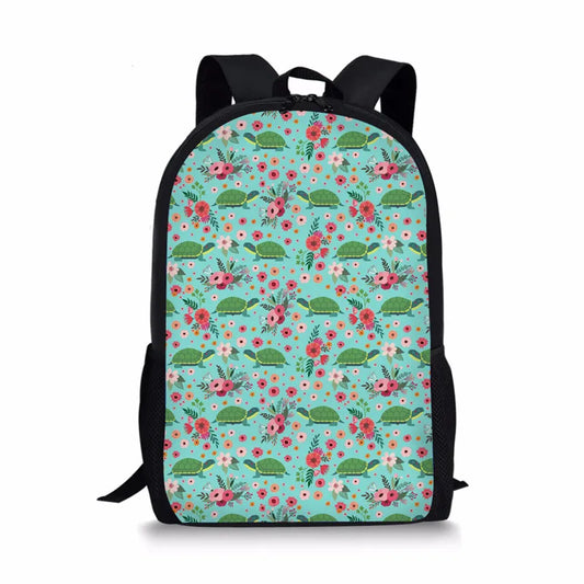 Flower Turtle Printing Women Backpack Girls School Bags Teenager Laptop Backpack