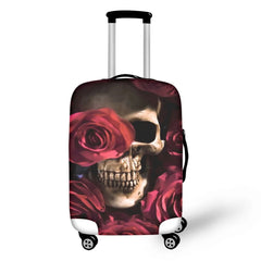 Gothic Skull Red Rose Print Luggage Cover for Girls