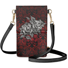 Gothic Style Roses Crossbody Bags Mystery Camshell Mobile Phone Pouch