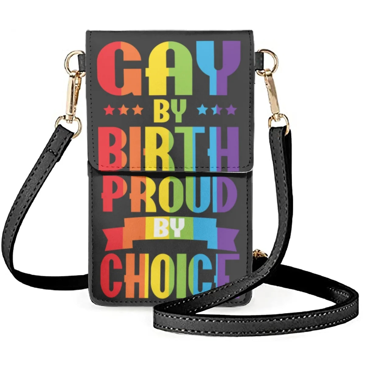 Rainbow Pride Heart Hands Clamshell Phone Bag Unisex