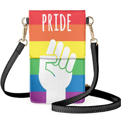 Rainbow Pride Heart Hands Clamshell Phone Bag Unisex