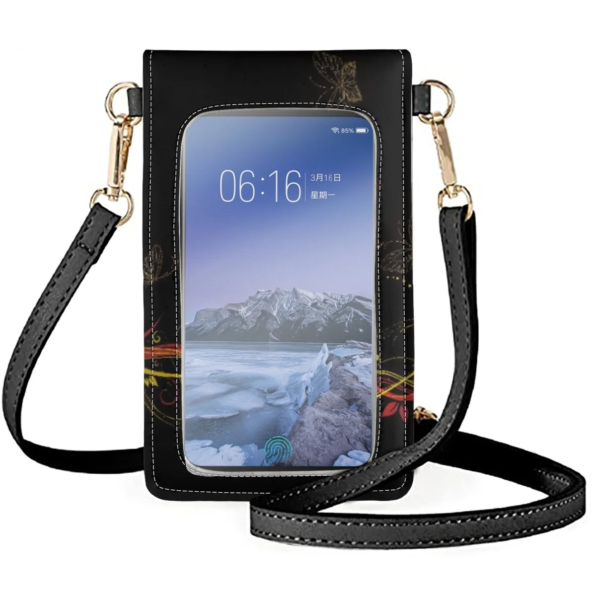 High Roses Mobile Phone Bag Women's Noble Flip Satchel Leather