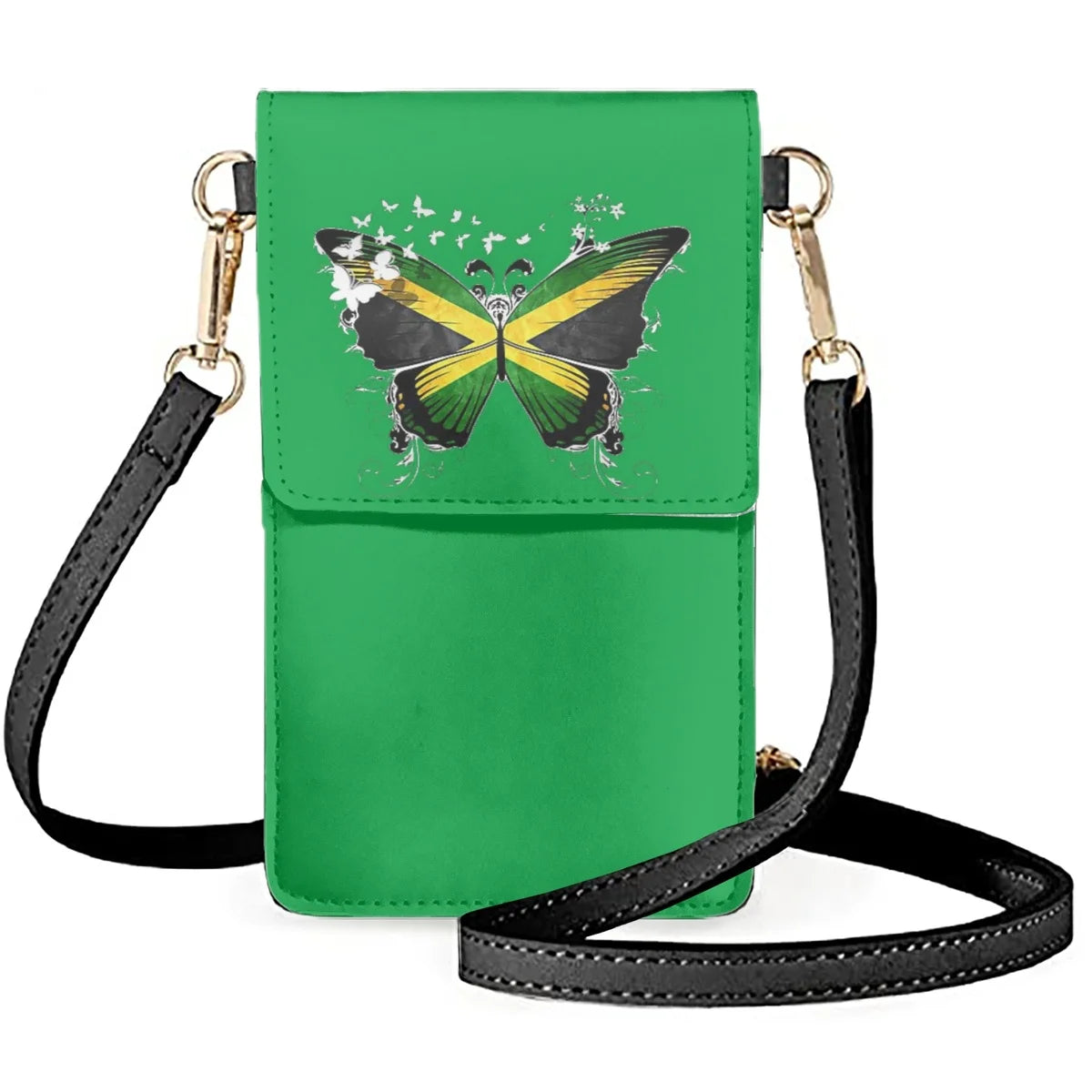 Jamaica Flag Phone Bag Butterfly Shape Messenger Bag Wallet Women