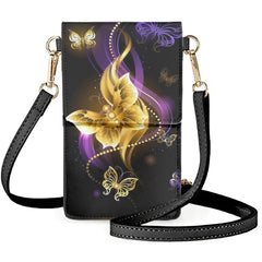 Golden Butterflies Phone Bag Symmetrical Butterfly Pattern