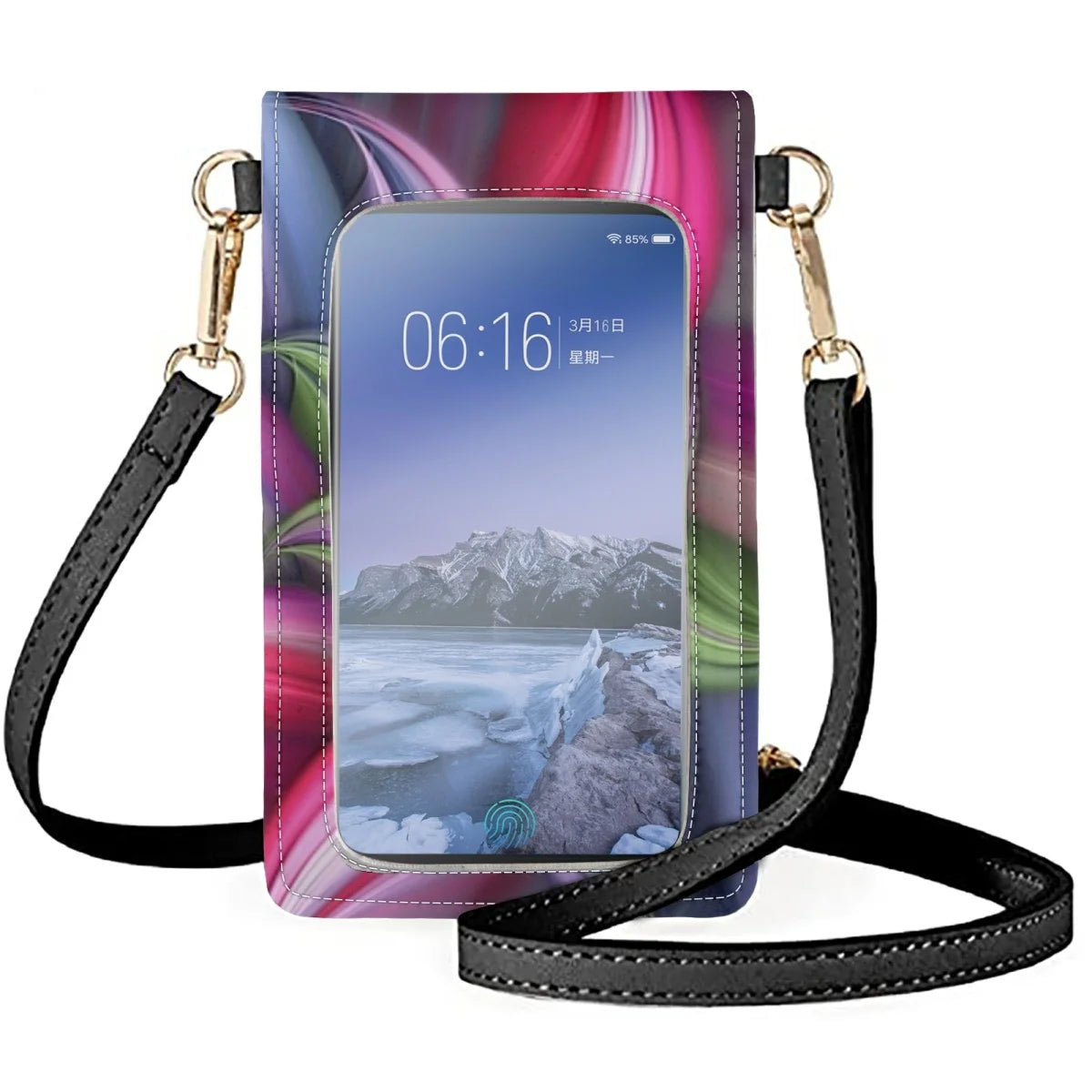 Multicolor Flowers Mobile Phones Bags Crossbody Textural Abstraction Satchel