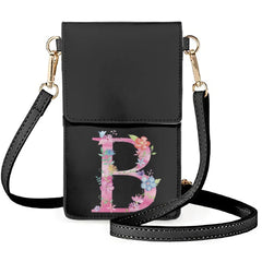Multicolor Floral Letters Cell Phone Bag PU Leather Shoulder Bag Women