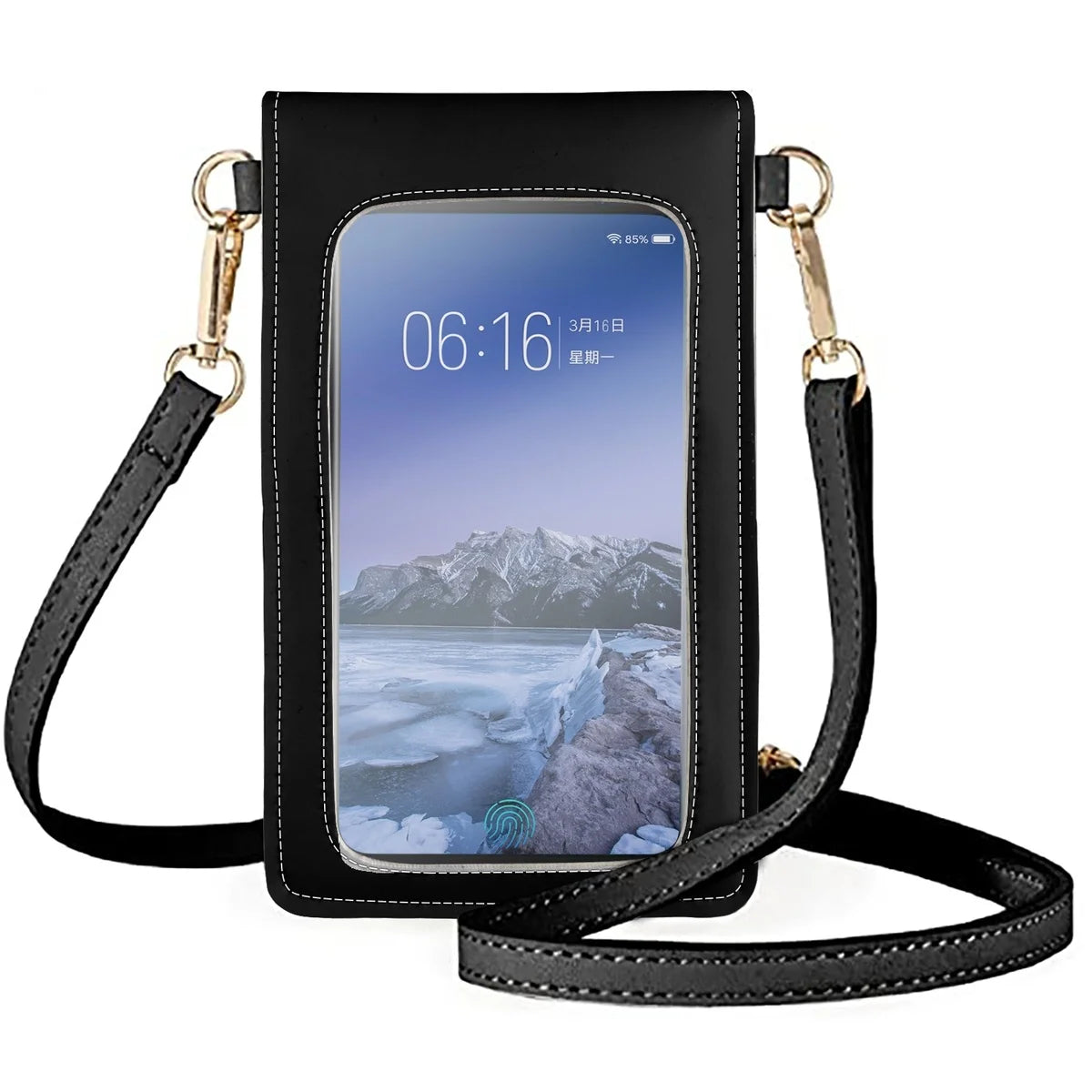 Multicolor Floral Letters Cell Phone Bag PU Leather Shoulder Bag Women