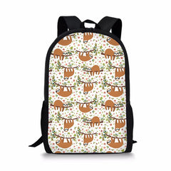 Sloth Print School Bags for Girls Bookbag Teenager Women Primary Backpack