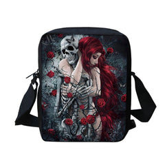 Rose Skull Messenger Crossbody Bag Women Day of the Dead Shoulder Mini Bag