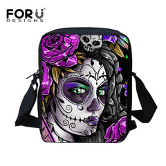Rose Skull Messenger Crossbody Bag Women Day of the Dead Shoulder Mini Bag