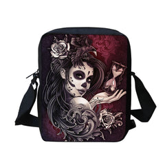 Rose Skull Messenger Crossbody Bag Women Day of the Dead Shoulder Mini Bag