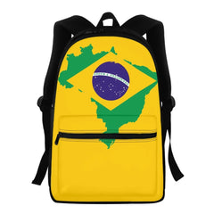 Brazilian Flag Backpack for Students with Stationery Storage