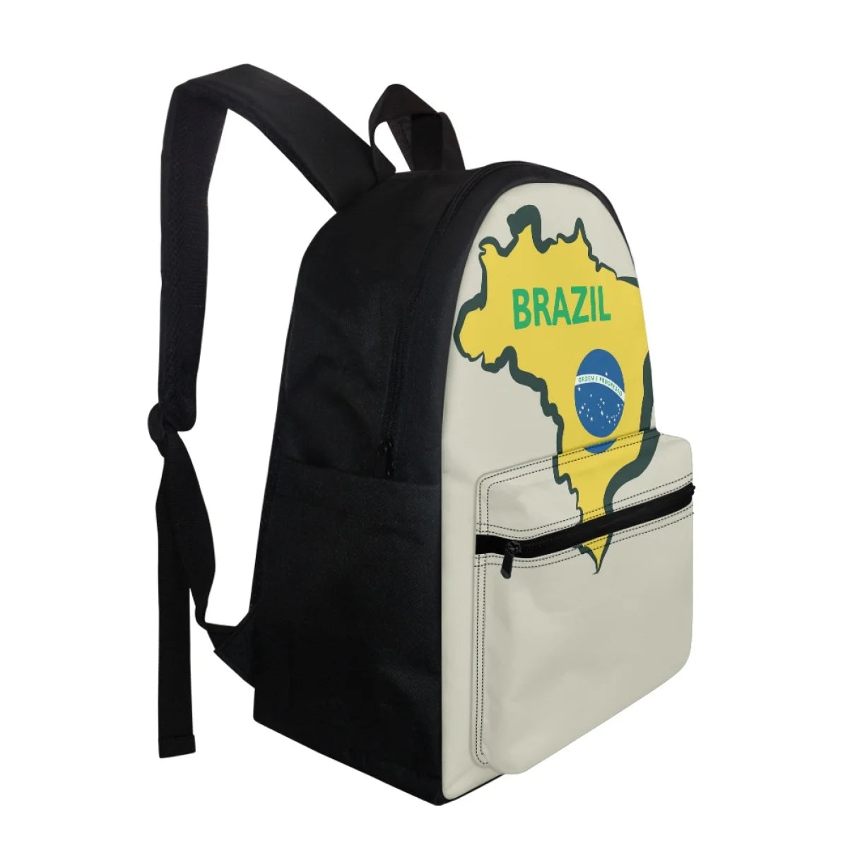 Brazilian Flag Backpack for Students with Stationery Storage