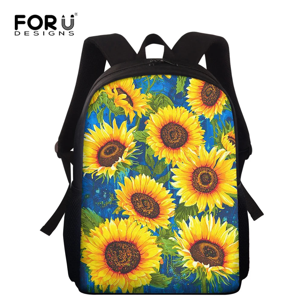 Sunflower Print School Bag for Little Girls 15inch