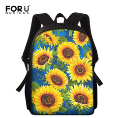Sunflower Print School Bag for Little Girls 15inch