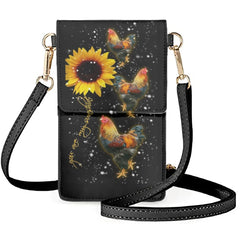 Turtle Sunflowers Mobile Phone Make-up Bag Shoulder Pouch