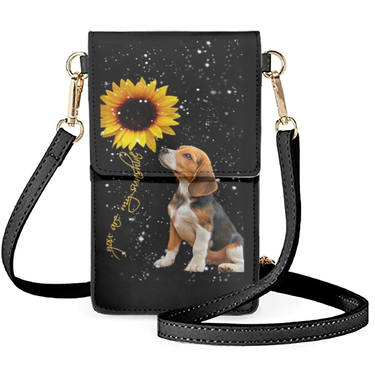 Turtle Sunflowers Mobile Phone Make-up Bag Shoulder Pouch