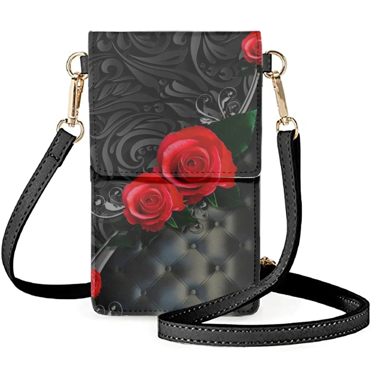 Metallic Rose Butterfly Phone Bag 3D Printed Flower Wallets