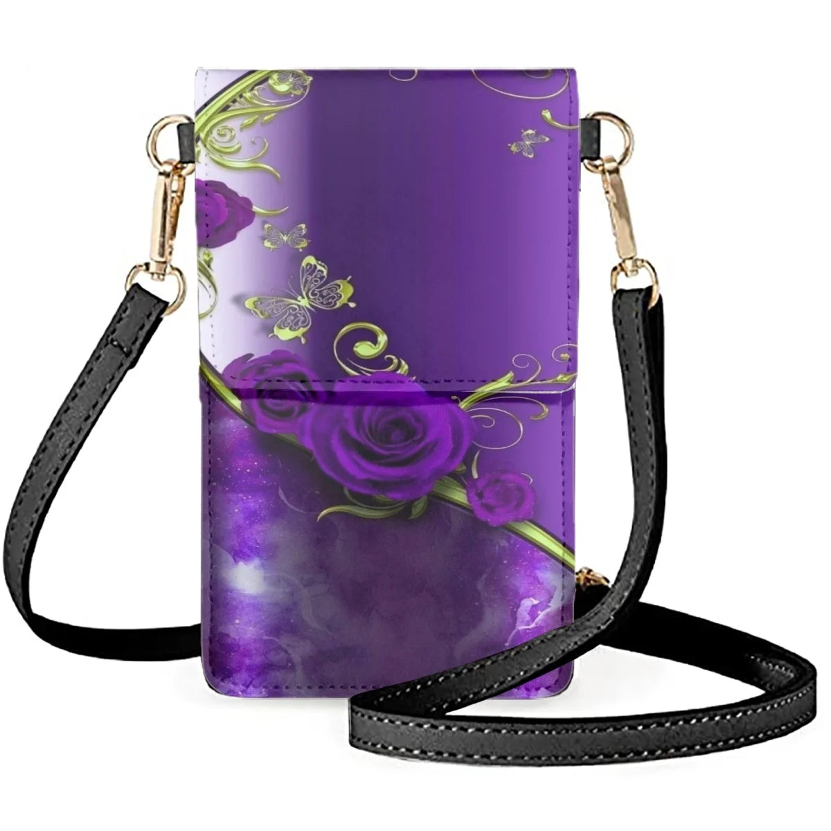 Metallic Rose Butterfly Phone Bag 3D Printed Flower Wallets