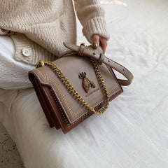 Women's Flap Shoulder Bag Chain Messenger PU Leather Tote Cartoon Crossbody