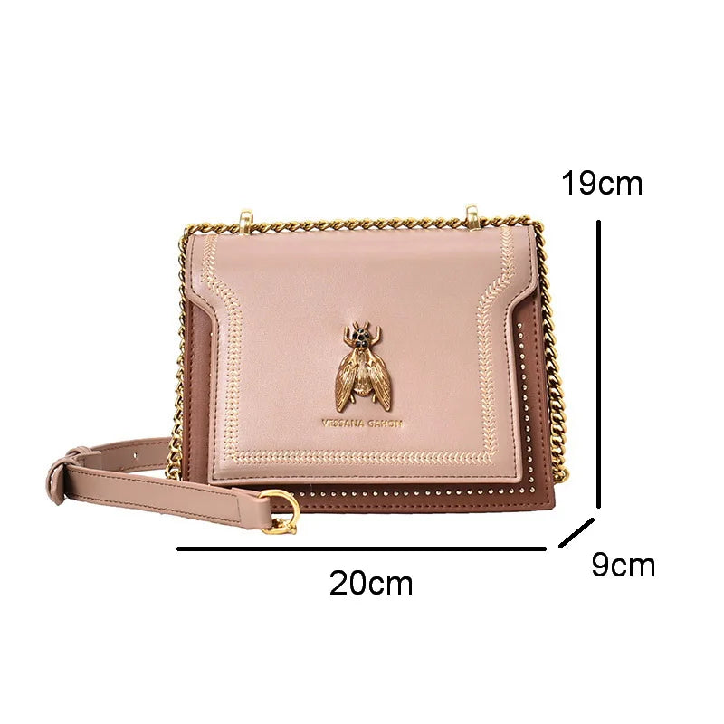 Women's Flap Shoulder Bag Chain Messenger PU Leather Tote Cartoon Crossbody