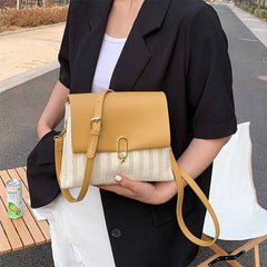 Women's Contrast Woven Crossbody Bag Envelope Shoulder Square Bag WLHB2360