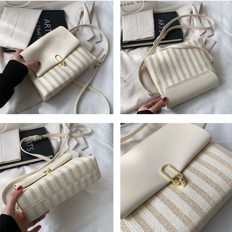 Women's Contrast Woven Crossbody Bag Envelope Shoulder Square Bag WLHB2360