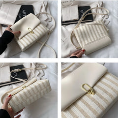 Women's Contrast Woven Crossbody Bag Envelope Shoulder Square Bag WLHB2360