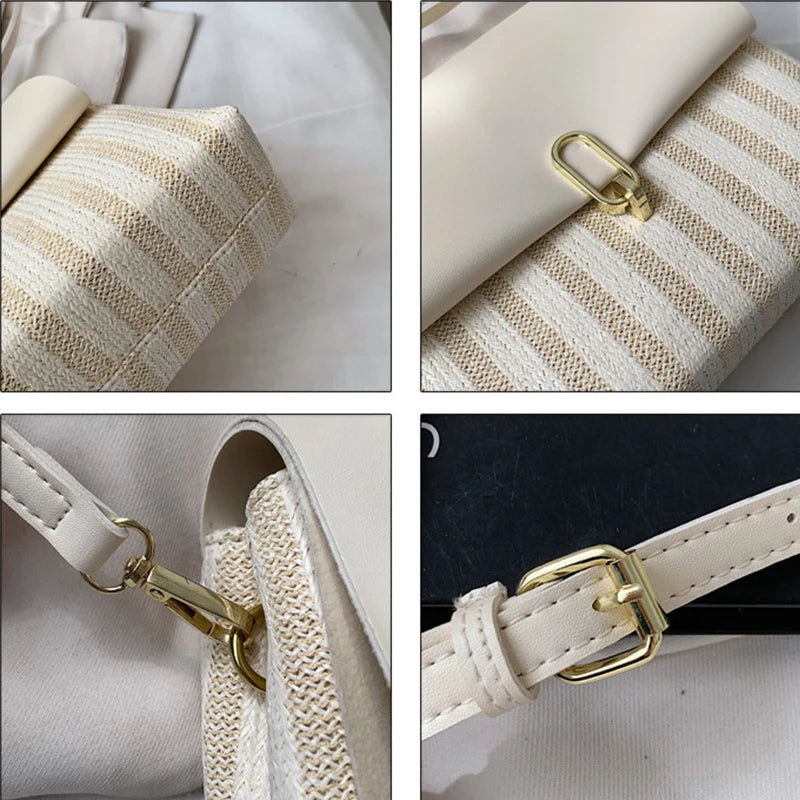 Women's Contrast Woven Crossbody Bag Envelope Shoulder Square Bag WLHB2360