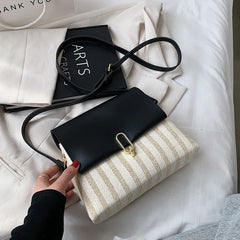 Women's Contrast Woven Crossbody Bag Envelope Shoulder Square Bag WLHB2360