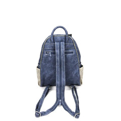 Denim Women PU Leather Backpack Retro Shoulder Bag Zipper Casual Crossbody Bag