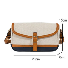 Panelled Shoulder Bag Canvas PU Leather Patchwork Messenger Bag WLHB2474