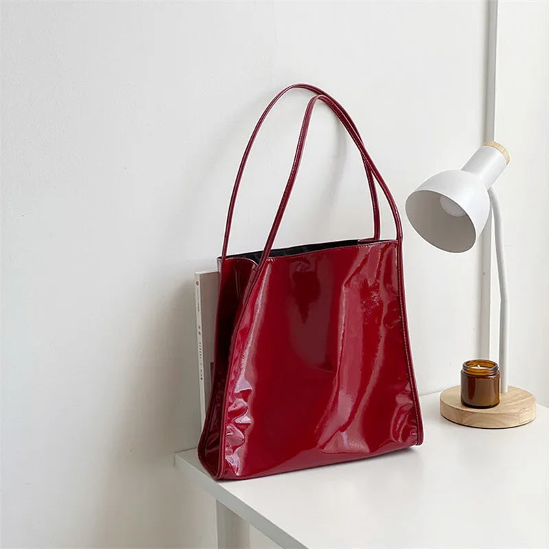 Soft Patent Leather Shoulder Bags Casual Female Totes Bags WLHB2385