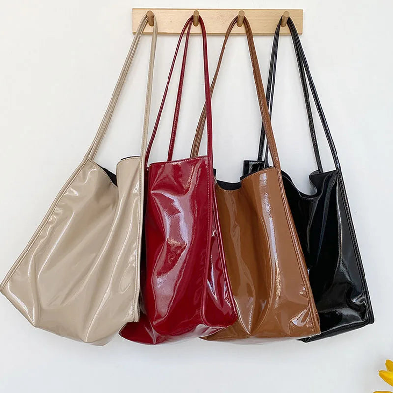 Soft Patent Leather Shoulder Bags Casual Female Totes Bags WLHB2385
