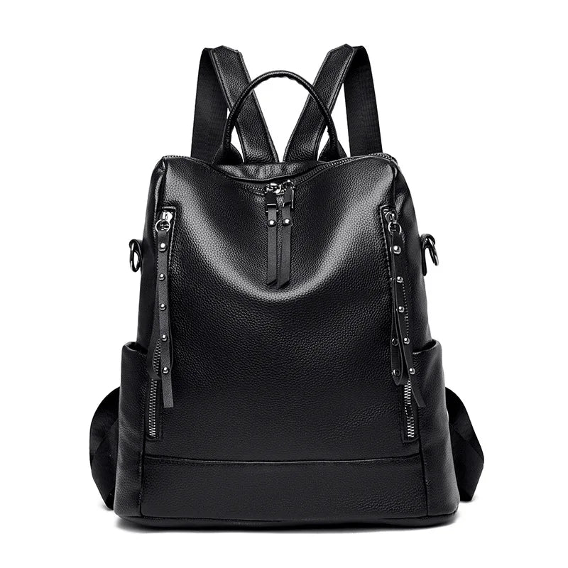 Multifunction Female Backpack PU Leather Shoulder Bag