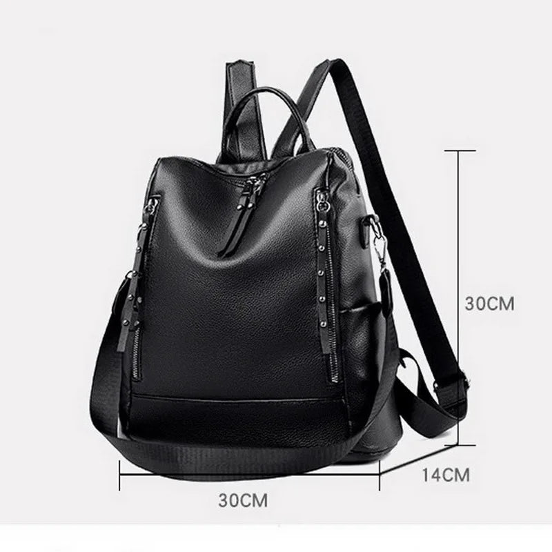 Multifunction Female Backpack PU Leather Shoulder Bag