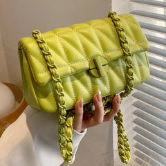 Quilted Chain Shoulder Bag Crossbody PU Messenger Bag