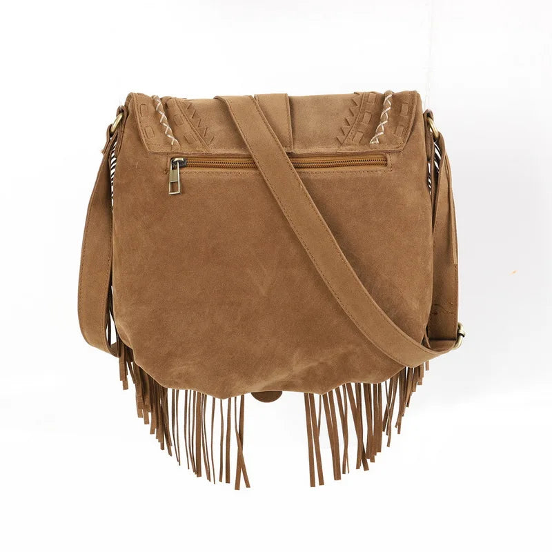 Autumn Tassel Crossbody Bag Faux Suede Saddle Bag WLHB3220