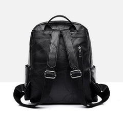 Vintage PU Leather Women Backpack Large Capacity Ladies School Bags