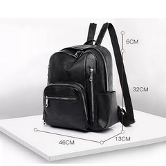 Vintage PU Leather Women Backpack Large Capacity Ladies School Bags