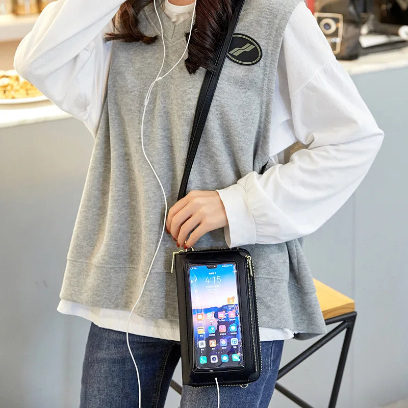Cellphone Shoulder Bag Women Wallet PU Leather Crossbody Bag