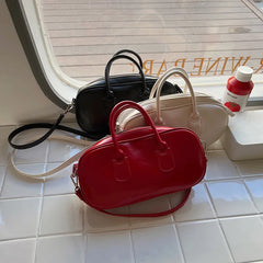 Vintage Ladies Handbags Crossbody Tote Bag PU Leather Shoulder Bag Red